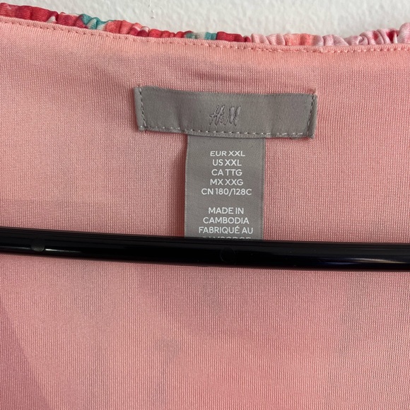 H&M Pink Floral Pleated Flattering Feminine Puff Sleeve Wrap Dress  XXL - Picture 4 of 10